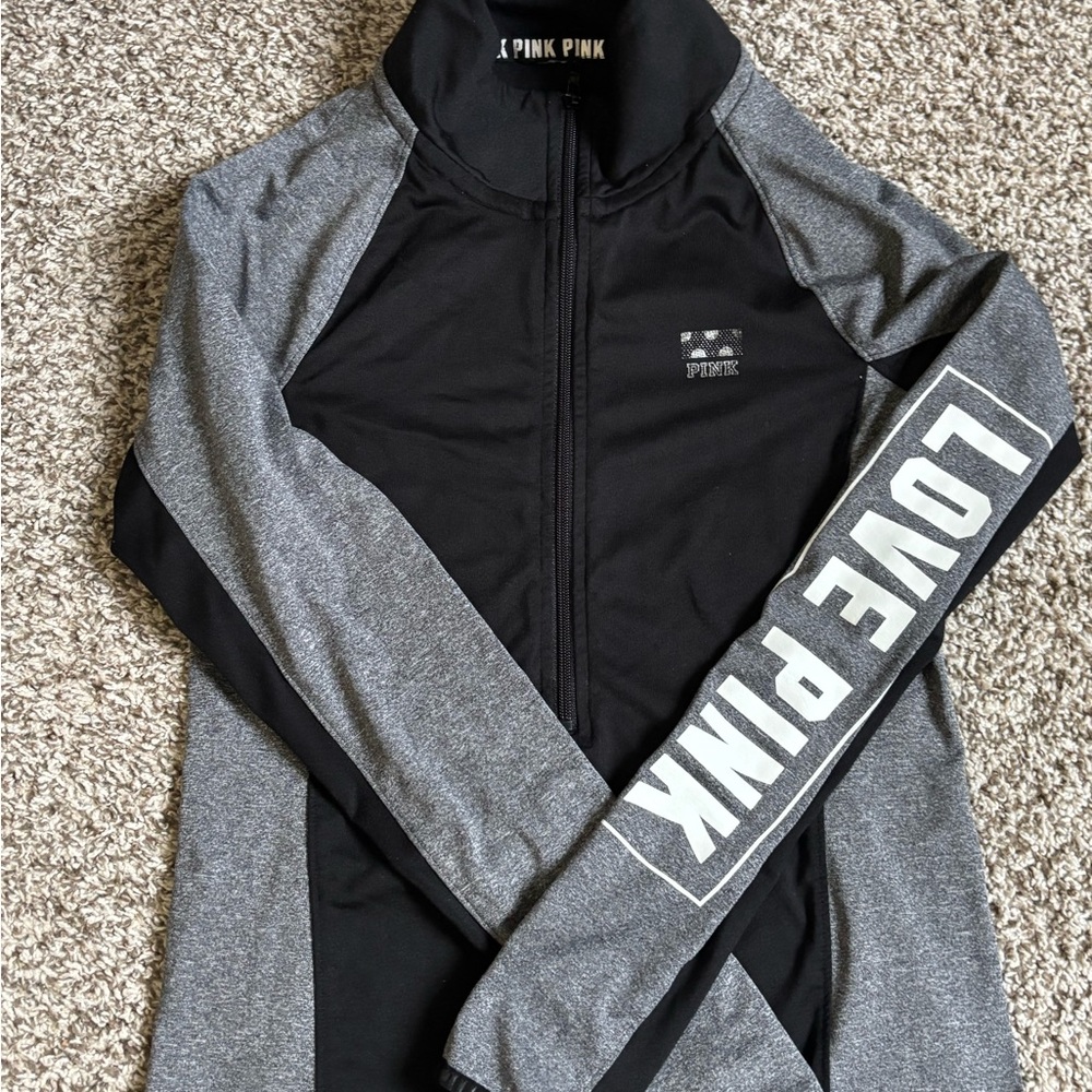PINK Victoria's Secret Black and Gray Zip-Up